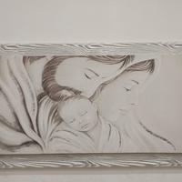 Quadro Capoletto Sacra famiglia 130x70 corni legno