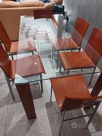 tavolo da pranzo in vetro con sedie cucina/salone