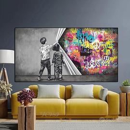StreetGraffiti Art Dietro la tenda Dipinto su tela