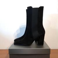 Stivaletti con tacco, scamosciato, nero, H&M, n.42