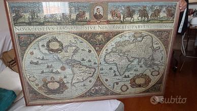 Puzzle mappamondo storico con cornice e vetro