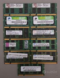 MEMORIA RAM SODIMM DDR2 E DDR3 PER PC PORTATILE