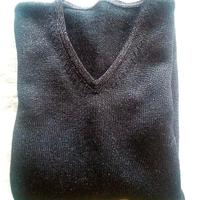Maglione in cotone nero e fili argento