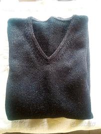 Maglione in cotone nero e fili argento