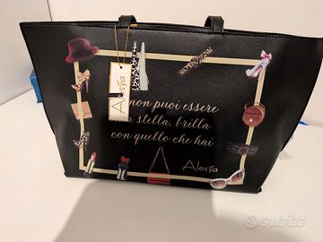 Borsa Alesya Nera "Fashion Quote" - NUOVA con cart