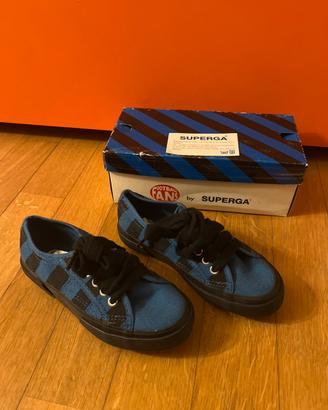 Scarpe Superga bambino n.32 color azzurro/nero