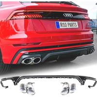 DIFFUSORE AUDI Q8 18-23 LOOK SQ8 NERO + TERMINALI 