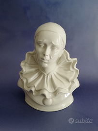 Mezzo busto Pierrot in ceramica vintage