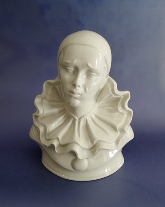 Mezzo busto Pierrot in ceramica vintage
