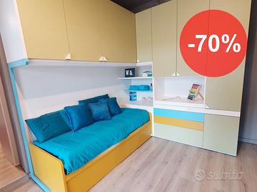 Cameretta moderna bambini Dielle ponte con 2 letti