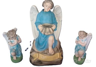 Statua Angelo Questuante con 2 Angeli