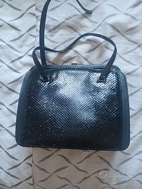 Borsetta Vintage nera in pelle di rettile