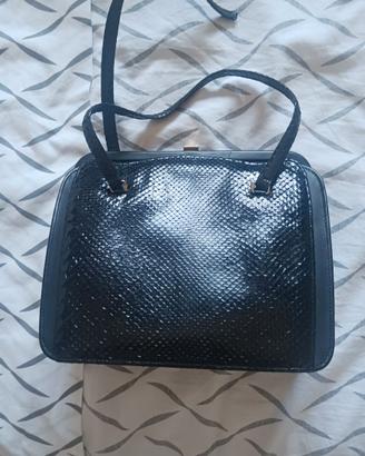 Borsetta Vintage nera in pelle di rettile