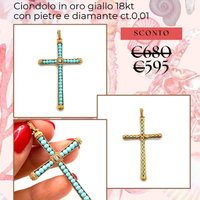 Ciondolo oro giallo e pietre azzurre
