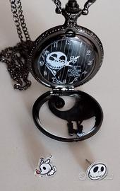 Collana con orologio e orecchini Jack Skeletron