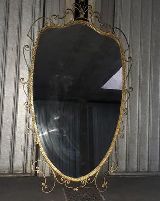 Specchio dorato in ferro battuto