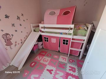 LETTO BAMBINA CON SCIVOLO E SCALETTA