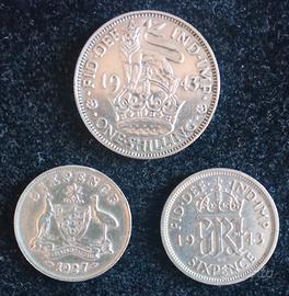 3 monete in argento Commonwealth