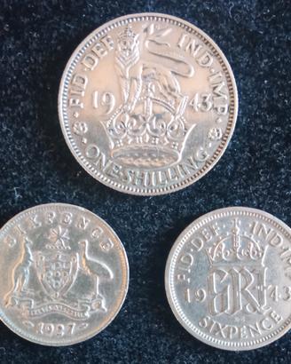 3 monete in argento Commonwealth