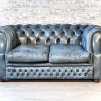 Divano Chesterfield inglese vintage in pelle