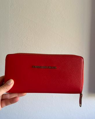 Portafoglio rosso saffiano TRUSSARDI JEANS