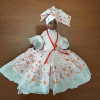 Bambola Haiti vintage tessuto e testa di argilla 