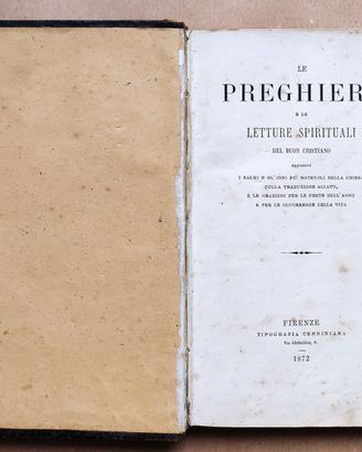 Libro antico preghiere Tipografia Cenniniana 1872