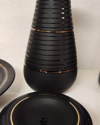 Trittico Vintage in Vetro Nero Satinato e Oro - La
