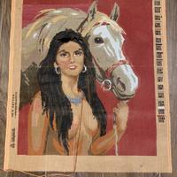 RAGAZZA CON CAVALLO - Tela da ricamare