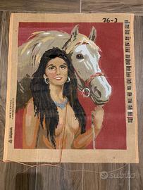 RAGAZZA CON CAVALLO - Tela da ricamare
