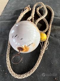 Boa nautica vintage in vetro soffiato con cordame