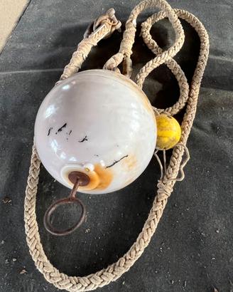 Boa nautica vintage in vetro soffiato con cordame