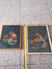 Foglie di pipal dipinte a mano