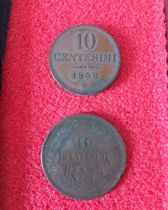 Monete 10 centesimi 1863-1852