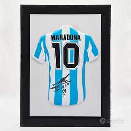 Quadro 3D Maradona Maglia Argentina con Autografo
