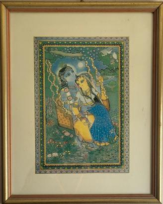 Quadro etnico vintage Stampa indiana Radha-Krishna