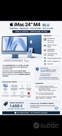 iMac 24” M4 Blu – 16GB RAM / 256GB SSD + APPLECARE