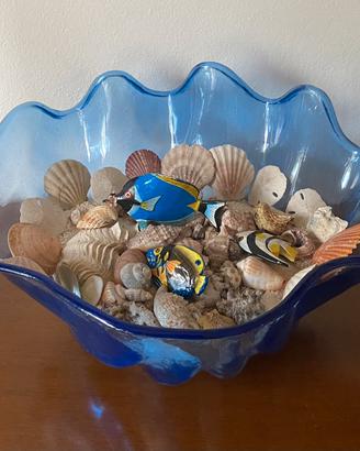Ciotola/Conchiglia blu decorazione mare, Vintage