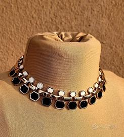 Collana esagonale geometrica "Hexa Noir", OpArt