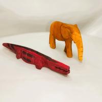 Coppia statuine animali vintage legno Africa