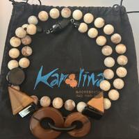Collana vintage in resina e perline naturali