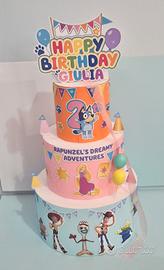 torta finta compleanno Toy Story/Rapunzel/Bluey 
