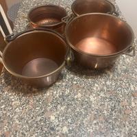 Set di 4 pentole in rame antico