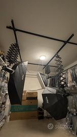 Pantografo, flash  + soft box