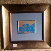 Giorgio De Chirico Serigrafia cavalli lastra blu