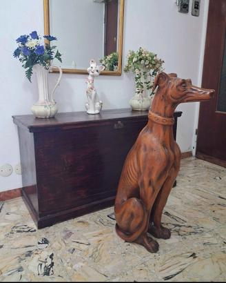 statua levriero in legno 