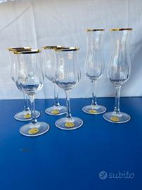 Set 6 Calici Cristallo Marcello Aglieri Bordo Oro