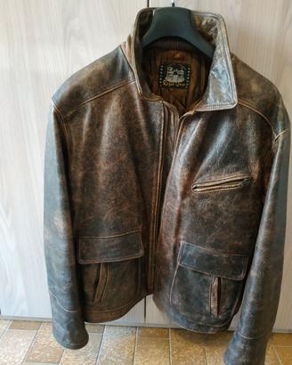 Giacca vintage in vera pelle marrone