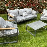 Set Relax ALLUMINIO Divano 3 Posti CUSCINONI nuovi