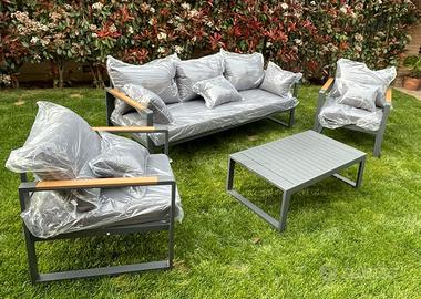 Set Relax ALLUMINIO Divano 3 Posti CUSCINONI nuovi